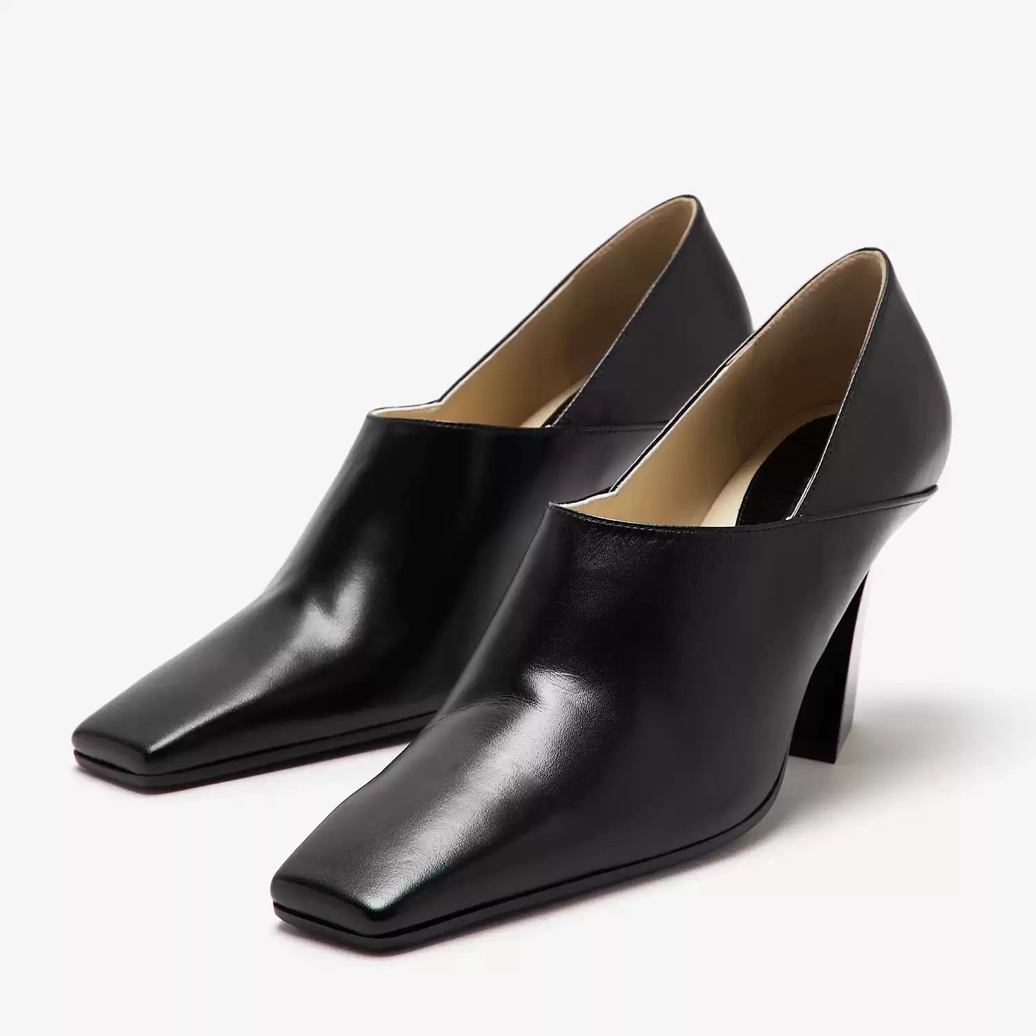Formal Wear Women'S Loafers - Damen Schwarze Leder-Pumps mit Eckiger Spitze
