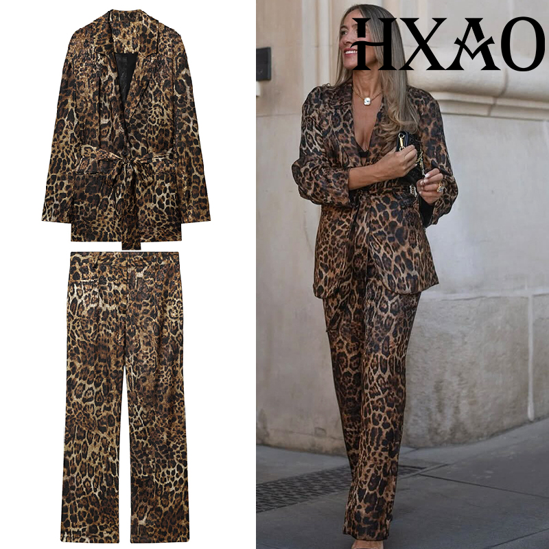 Women'S Formal Wear With Pants - HXAO Leoparden-Hosen-Sets, 2-teiliges Set, Vintage-Stil, langer