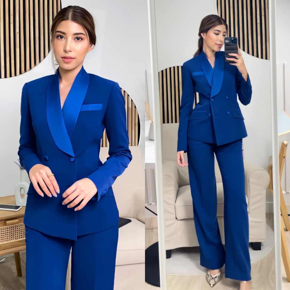 Women'S Formal Wear For Girls - Königsblaue Damen-Jacken-Sets, Maßgeschneiderte Doppelreihige Jacke mit