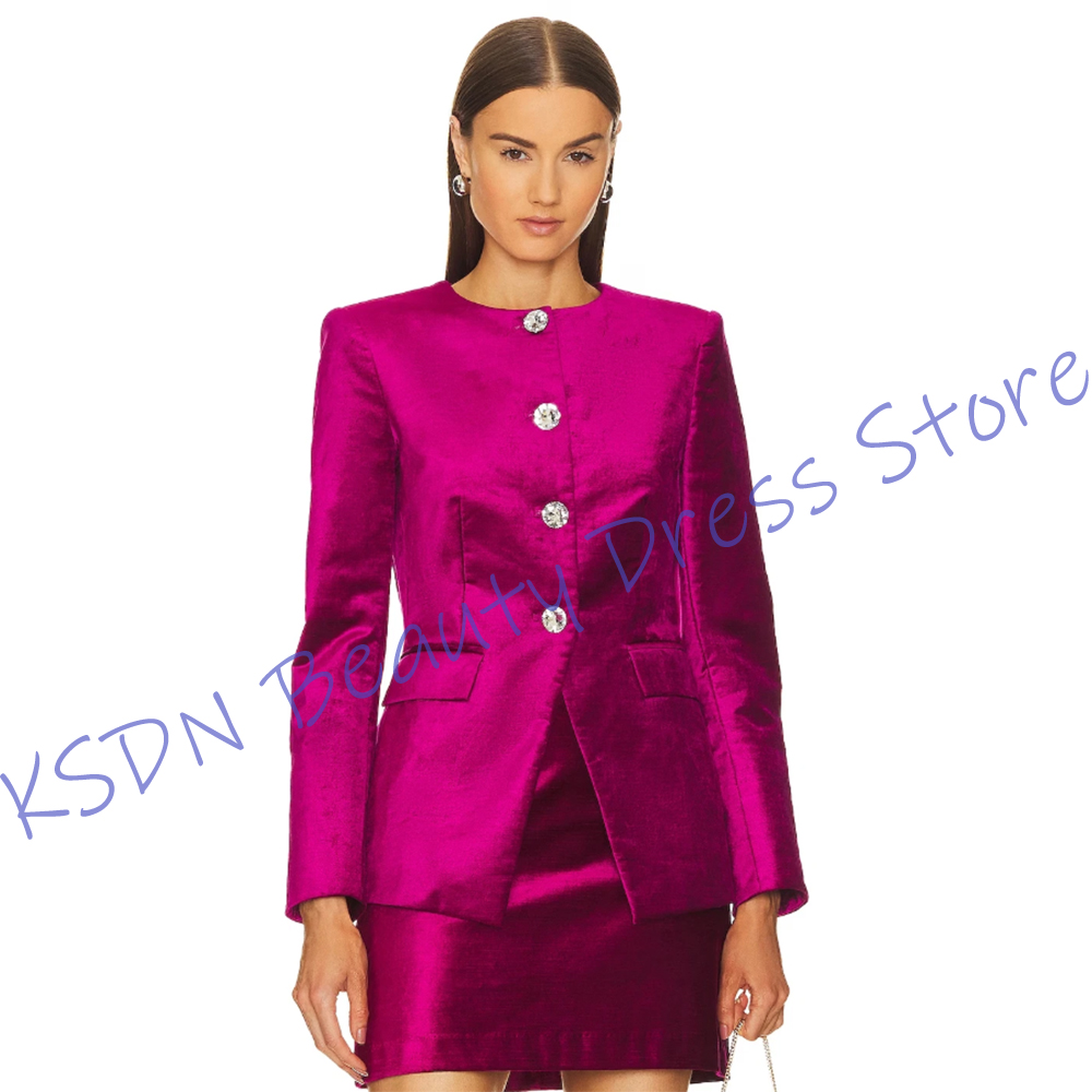 Women'S Formal Wear Jackets - Schicker Damen-Einreiher-Anzug in Pink, Satin-Zweiteiler (Jacke